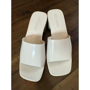 Steve Madden Women's Block Heel Slip-on Sandal Off White Size 7